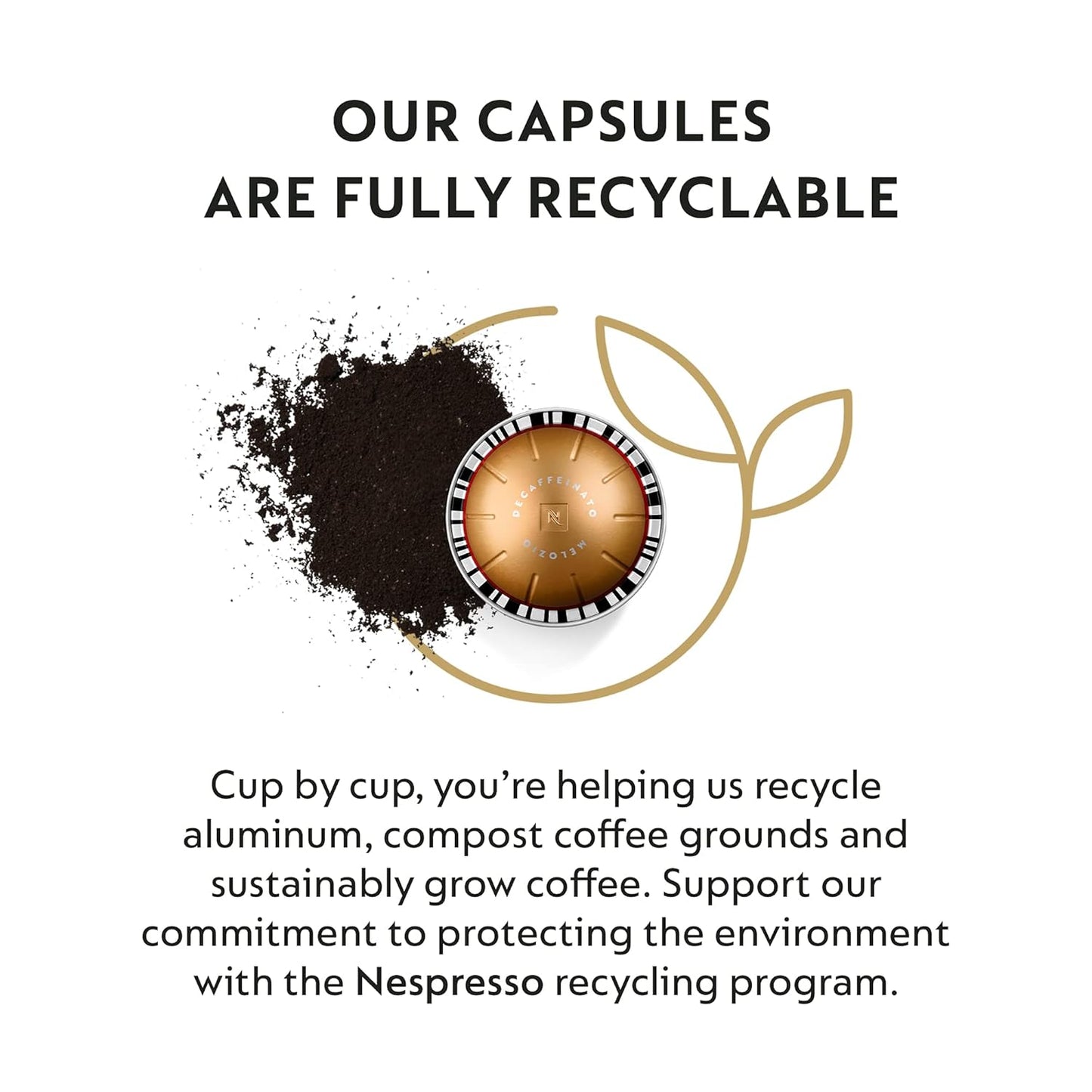 Nespresso Capsules Vertuo, Melozio Decaffeinato, Medium Roast Espresso, 30-Count Coffee Pods, Brews 7.8 oz.