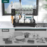 Large capacity 2-tier dish drying rack with stainless steel construction