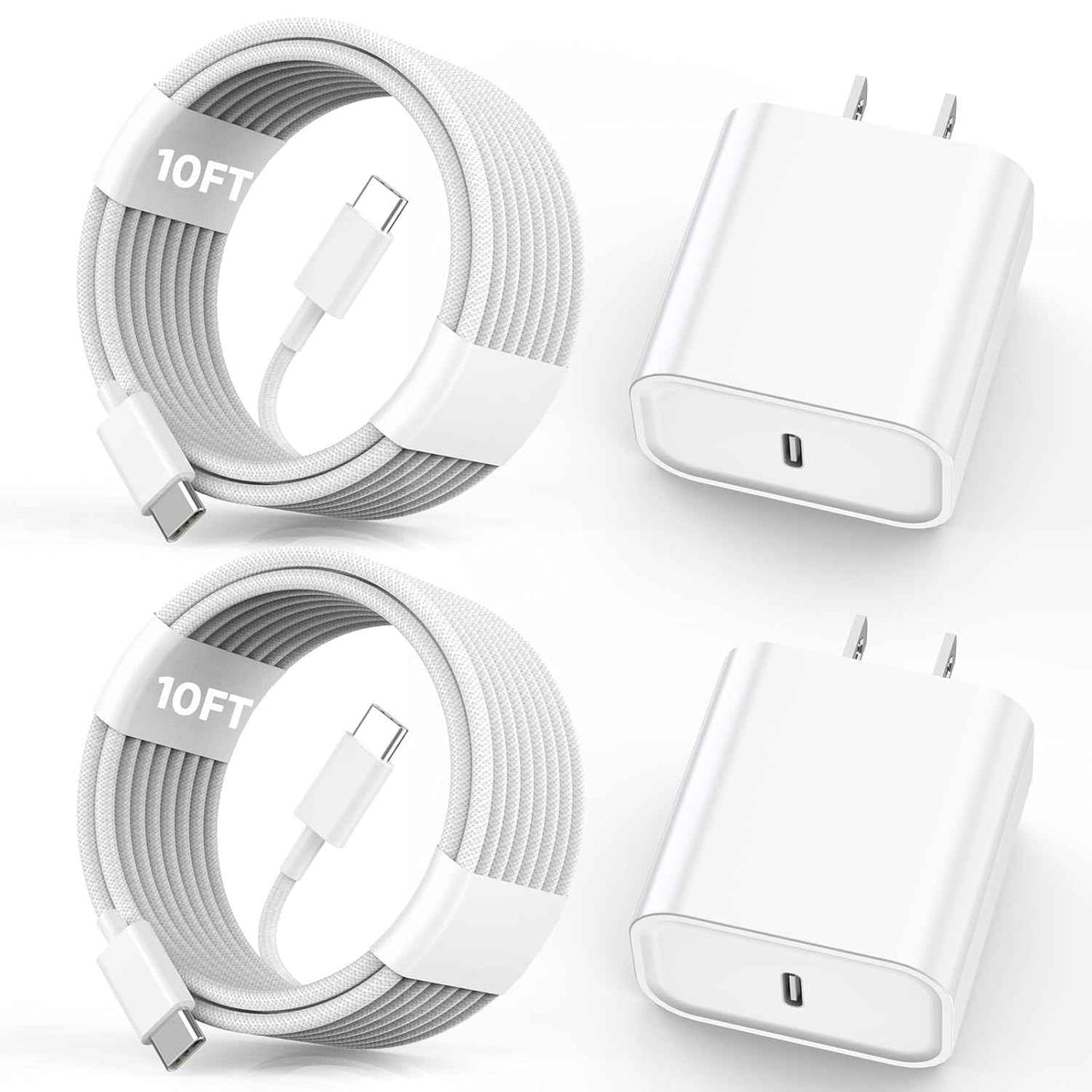 Charge for iPhone 16/15 Charger,Fast Charging iPhone 16/15 2Pack Type C Wall Charge Adapter USB C Charger Block 6FT USB-C to C Woven Cable for Apple iPhone 16 Pro Max/iPhone 15 Plus,iPad Pro/Air/Mini