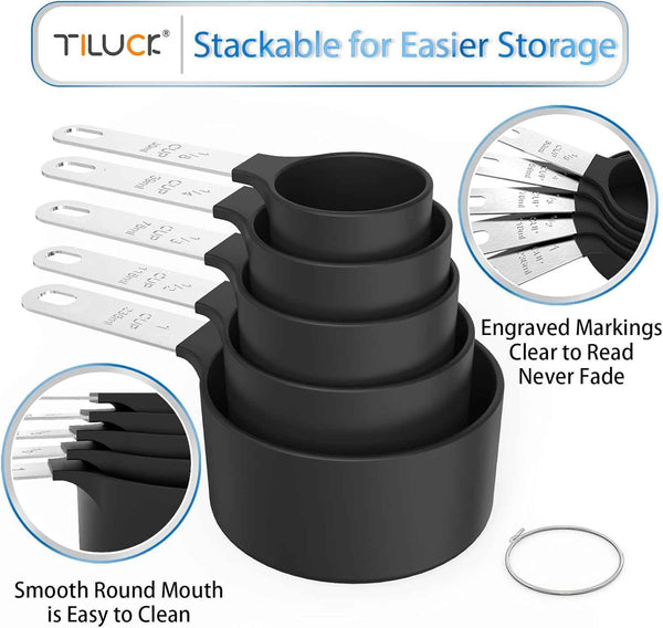 TILUCK Measuring Cups & Spoons Set for Accurate Cooking and Baking Measurements