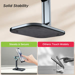 Phone Stand, Cell Phone Stand Holder for Desk Office Accessories Adjustable Height and Angle Foldable iPhone Stand Compatible with 4"-13" Phones iPad Tablet - Black