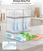 Clear Plastic Stackable Storage Drawers Set of 5 for Kitchen Countertop Organization