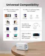 Anker Nano 47W Fast Charger USB C, 2-Port Compact Foldable USB C GaN Charger for iPhone 17/16, Galaxy, Pixel, Compatible with MagSafe (White)