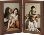 decorUhome double 4x6 picture frame vertical engineered wood bifold photo frame with plexiglass tabletop display black