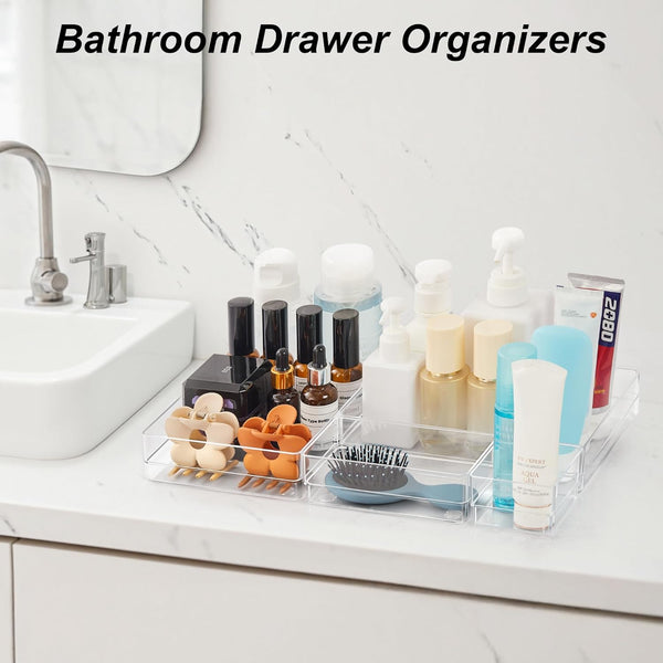 7-Piece Drawer Organizer Set with Non-Slip Pads for Desk, Kitchen, and Bedroom Drawers