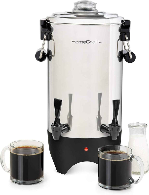 Homecraft 100-Cup Coffee Urn and Hot Beverage Dispenser with Dripless Faucet, Quick-Brewing, Stainless Steel