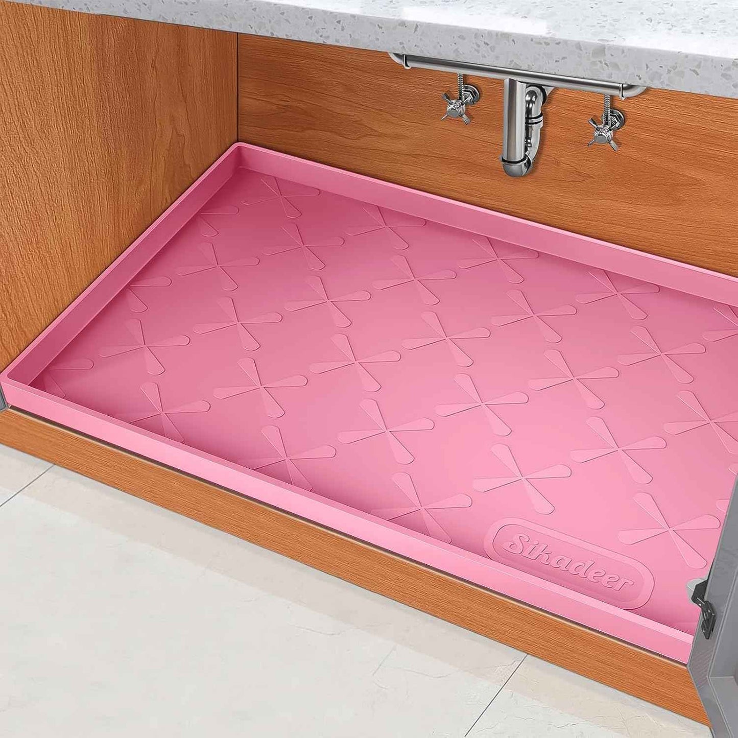 SIKADEER 34" x 22" Under Sink Mat Waterproof, Silicone Mat Kitchen Drawer Shelf and Cabinet Liner, Sink Protector for Kitchen Organizers and Storage, Boot Tray Pet Food Mats