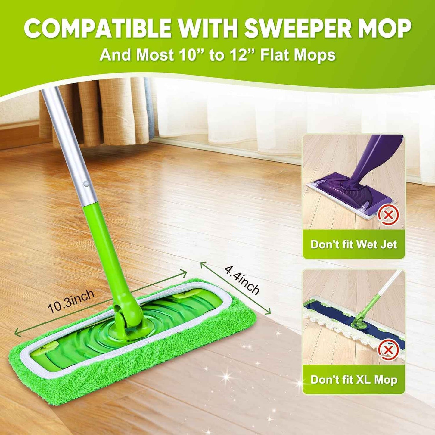 Reusable 6-Pack Coral Fleece Mop Pads for Sweeper Mop - 100% Washable Refills