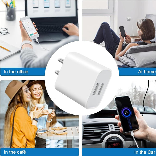 Dual Port USB Wall Charger for iPhone, Samsung, and Android Phones