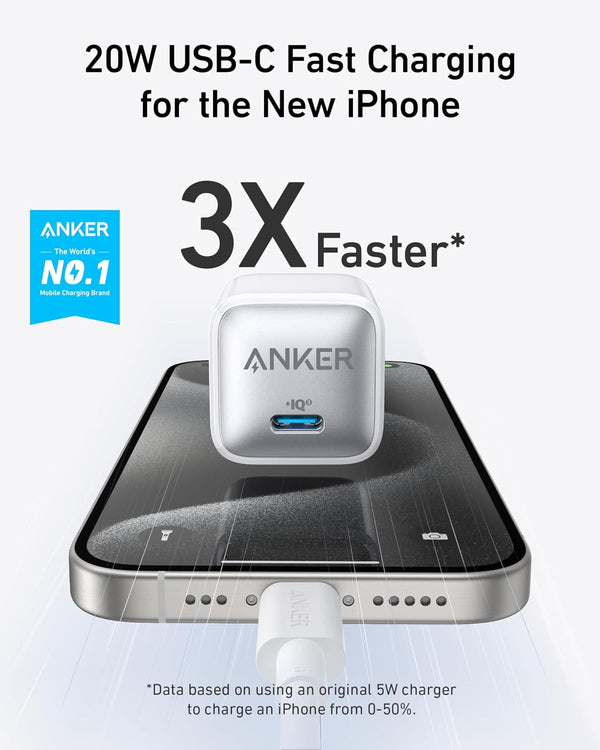 Anker USB C Charger Block, 20W PIQ 3.0 Compact Fast Charging for iPhone 17/16/15 and More Series, Galaxy, Pixel 4/3, iPad (2 Pack & 2 Cable)
