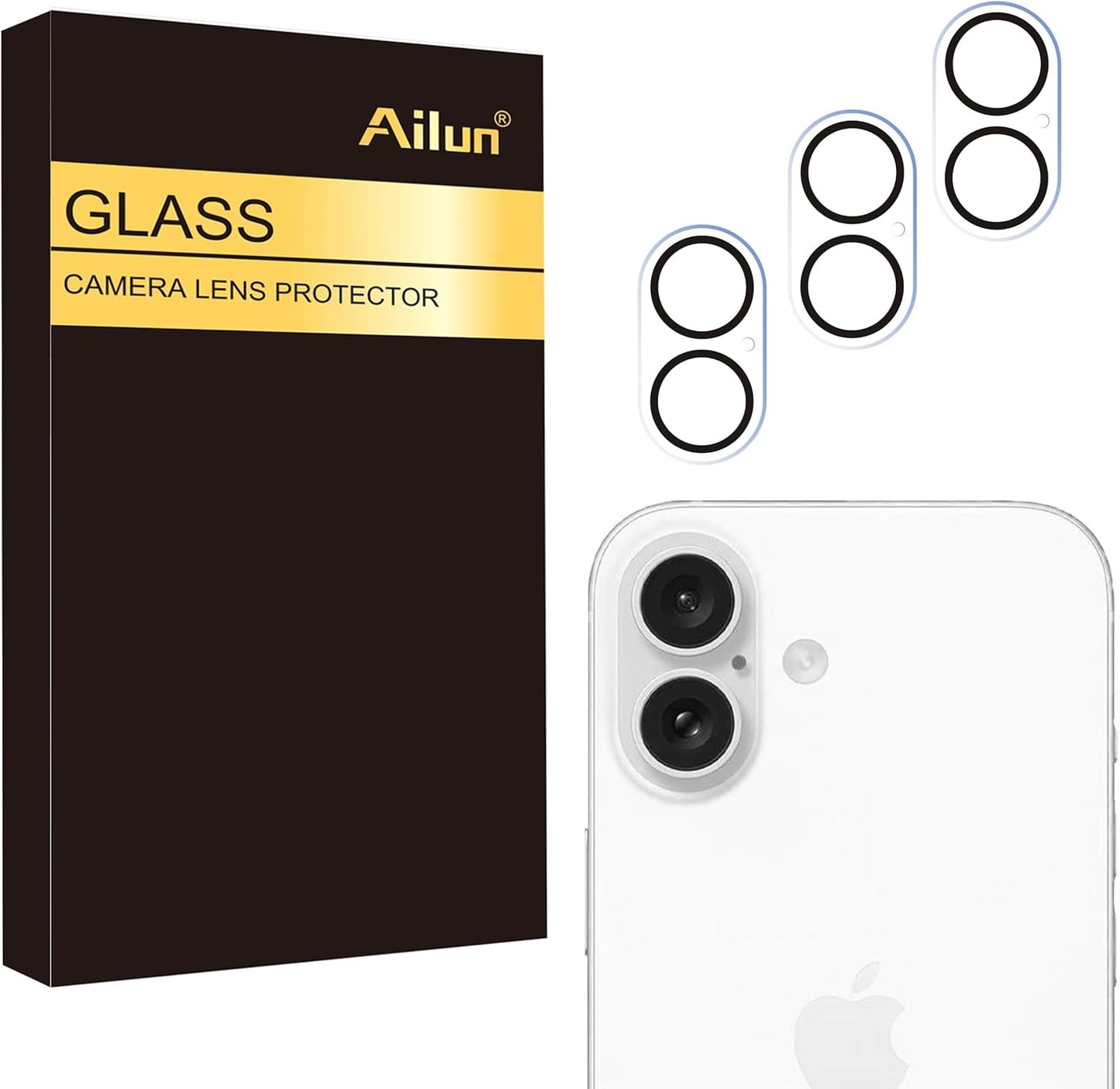 Ailun 3 Pack Camera Lens Protector for iPhone 16 Pro / 14 Pro & iPhone 16 Pro Max / 14 Pro Max,Tempered Glass,9H Hardness,Anti-Scratch,Case Friendly[Does not Affect Night Shots]