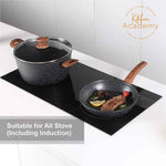 12-Piece Granite Cookware Set with Non-Stick Coating and Wood Look Handles