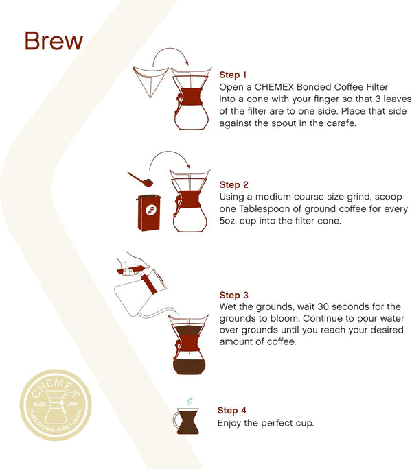 Chemex bonded filter for coffee, natural square, 100 count, exclusive packaging