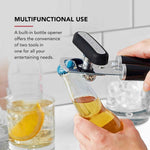 kitchenaid classic multifunction can opener and bottle opener, stainless steel, black, easy to use, ergonomic handles