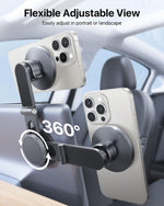 andobil Upgrade Tesla Phone Mount [Strong Magnet & Foldable] MagSafe Car Mount for Tesla New Model Y Juniper Model 3, 360° Adjustable Tesla Phone Holder fits iPhone 17 16 15 Pro Max, Tesla Accessories