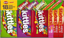 Bulk box of assorted SKITTLES and STARBURST candies, 37.05 oz, 18-count variety mix