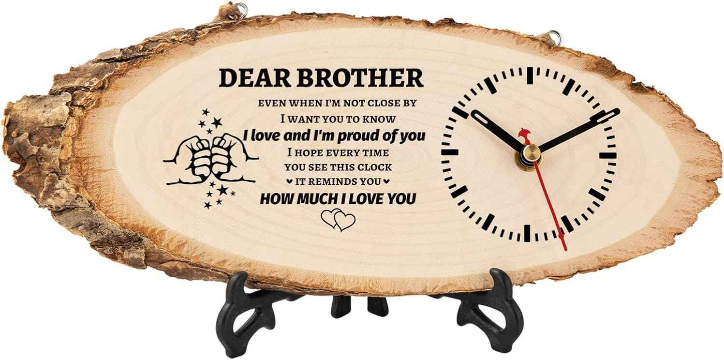 BeauGift Valentines Day Gifts for Him, Mens Wooden Clock Gift for Husband from Wife, Birthday Anniversary Fathers Day Clock Gift for Him Office Home Decor