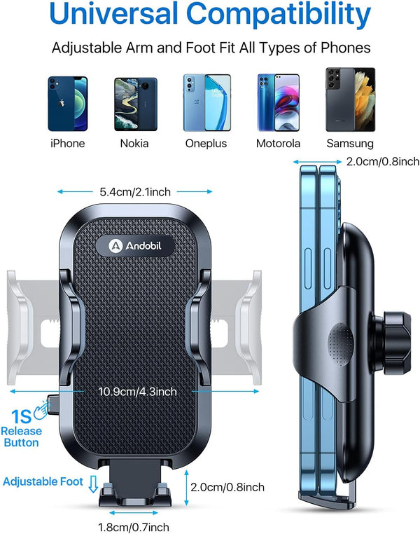 andobil 2026 Upgraded Car Phone Holder Mount for Vent, Military Sturdy Metal Clip Air Vent Phone Holder for Your Car Easy Used Cell Phone Car Mount for iPhone 17 Pro Max 15 14 13 Samsung S26 S25