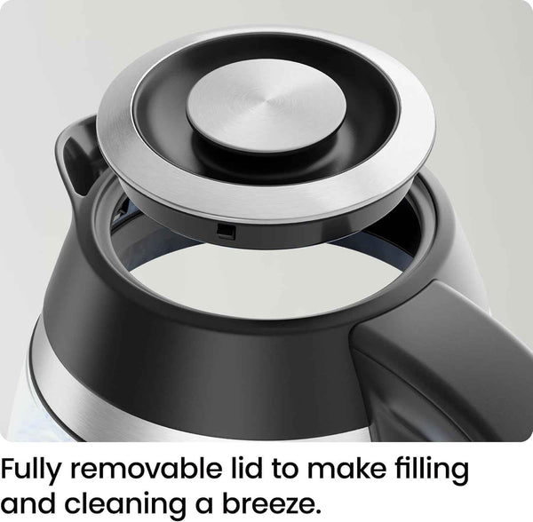 Chefman Electric Kettle, 1.8L 1500W, Hot Water Boiler, Removable Lid for Easy Cleaning, Auto Shut Off, Boil-Dry Protection, Stainless Steel Filter, BPA Free, Borosilicate Glass Electric Tea Kettle