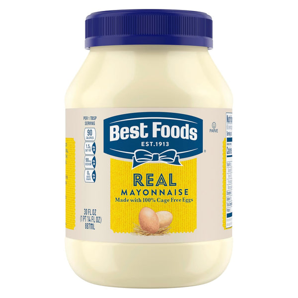 Best Foods 30 oz Cage-Free Egg Mayonnaise Jar for Sandwich Spread or Condiment, Gluten-Free