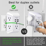 Qinlianf Wall Charger 5 Outlet Extender with 4 USB Charging Ports 3-Sided Power Strip Multi Plug Adapter 3U1C