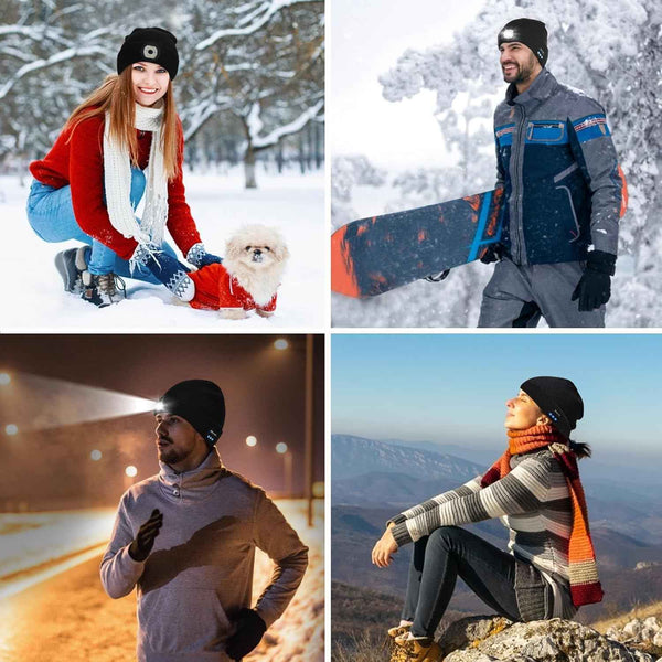 Gifts for Men, LED Bluetooth Beanie Hat, Valentines Day Gifts for Him, Anniversary Birthday Gift for Men Dad Him Husband Grandpa, Mens Valentines Gift for Camping Hiking Accessories Cool Gadgets