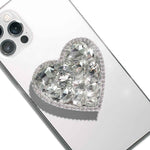 OnTheGrip Collapsible Expandible Diamond Heart Grip Stand Holder for Smartphone Tablet Silver Big