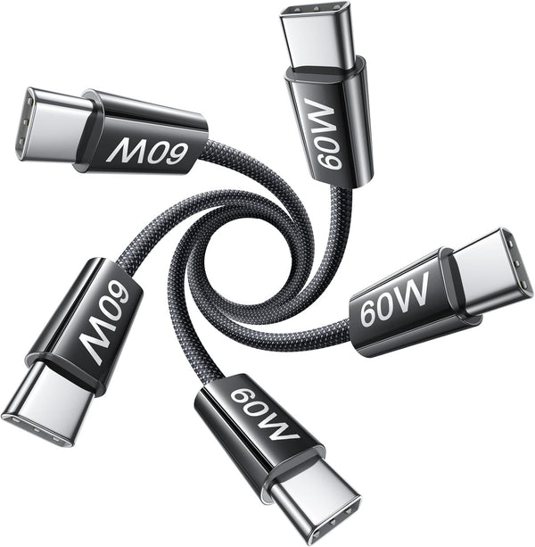 Lisen 5-pack usb c to c cable, 60w fast charging, 10ft for iphone 17, ipad, galaxy s25/s24