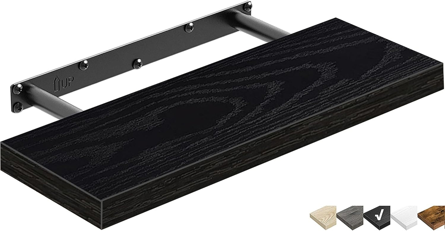 QEEIG Floating Shelves for Wall Bathroom Shelf Bedroom Kitchen Living Room Hanging Book Shelves Small Farmhouse Decor 16 inch Set of 3, Rustic Brown (015-BN3) - Rayz Mart