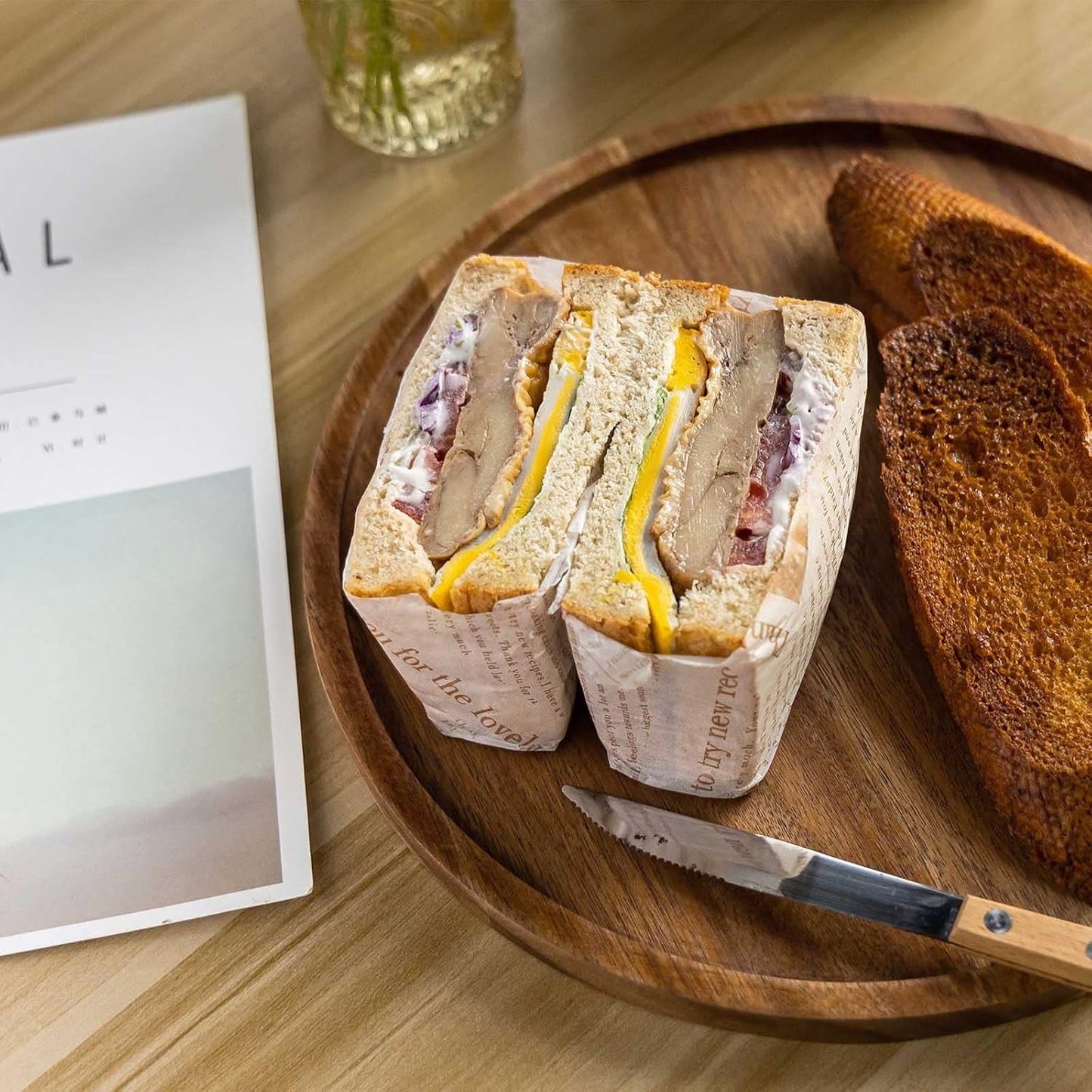 11.5 Inches Candle Holder Tray Home Decor, Round Wood Tray for Coffee Table, Small Wooden Serving Decorative Trays for Home