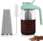 64 oz Mason Jar Pitcher with Stainless Steel Filter for Iced Coffee and Tea