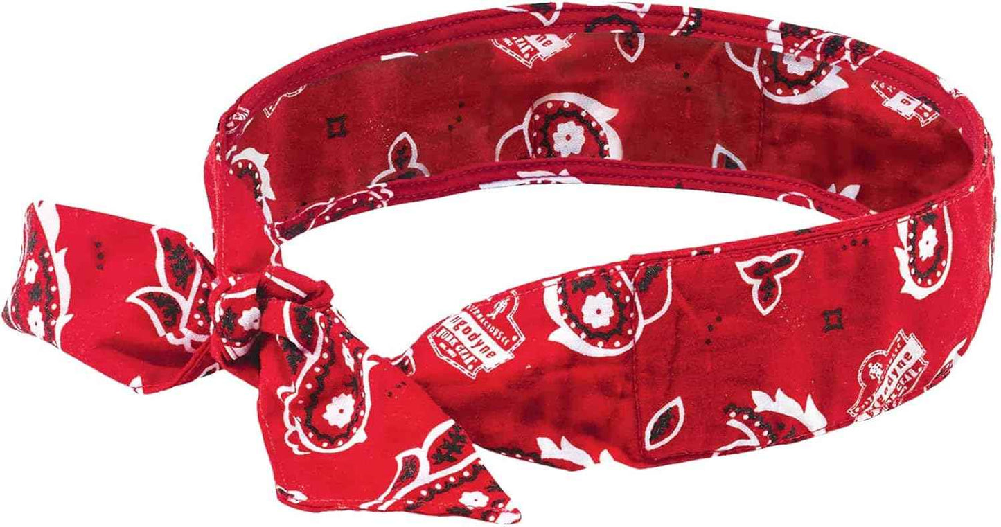 Ergodyne Chill Its 6700 Cooling Bandana, Evaporative Polymer Crystals for Cooling Relief, Tie for Adjustable Fit, Blue