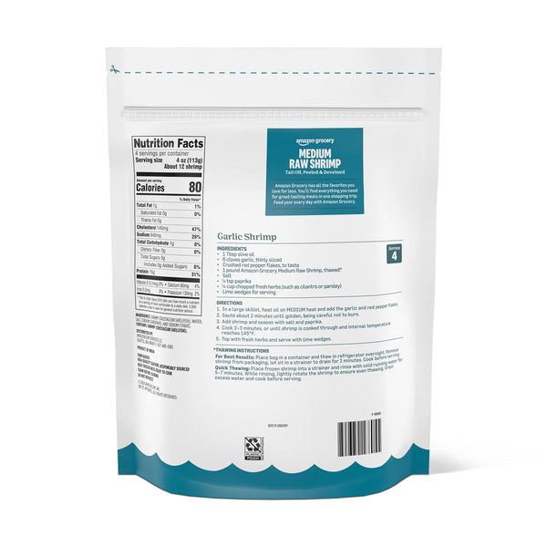 Amazon Grocery, Medium Raw Shrimp, 16 Oz
