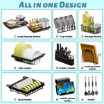 Over the sink dish drying rack with adjustable height and length