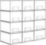 Vtopmart 4 Pack Small Clear Stackable Storage Drawers,Acrylic Bathroom Makeup Organizer,Plastic Storage Bins For Vanity, Undersink, Kitchen Cabinets, Pantry, Home Organization