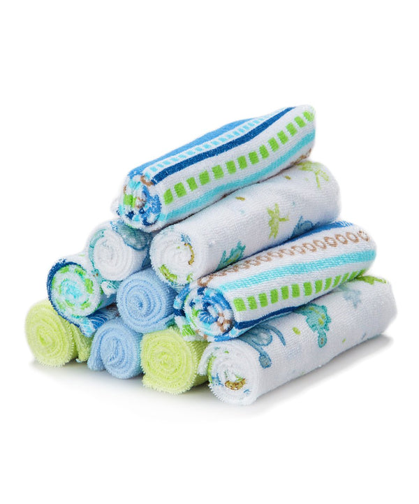 Spasilk newborn washcloths, 10-pack, 80% cotton, 20% polyester, 9x9 inches, various colorful prints
