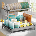Sakugi 2-Tier Dish Drying Rack for Kitchen Counter Organization
