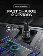 Dual USB-C Car Charger with 90W Power Delivery for iPhone and Samsung