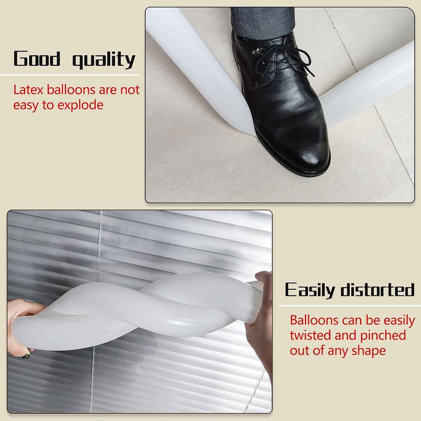 100Pcs 260 Balloons White Long Balloons for Balloon Garland Thickening Skinny Latex Twisting Balloon for Animals Modeling Christmas Birthday Wedding Party Decorations