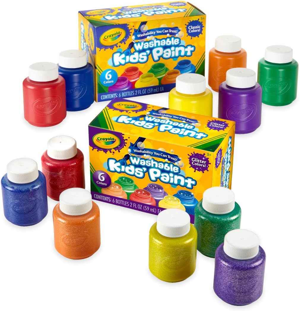 Crayola Washable Kids Paint (6ct), Assorted Bulk Paint Set for Kids, Must Have Preschool Arts & Crafts Supplies, Nontoxic, Learning Activities for Toddlers