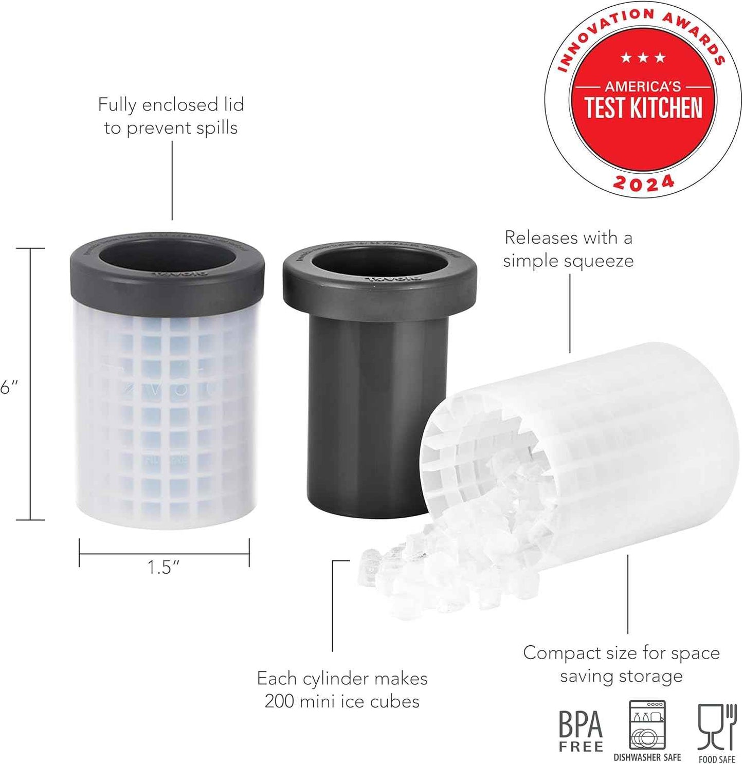 Tovolo mini ice cylinder squeeze and release set of 2, bpa-free plastic and silicone