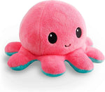 TeeTurtle Reversible Octopus Plushie - 4-Inch Pink + Aqua Two-Sided Flip Plush Toy with Embroidered Details - Cute Mini Collectible Plush for Kids, Teens, and Adults
