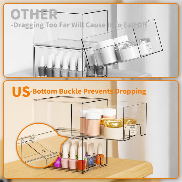 Clear Stackable Storage Drawers for Organizing and Storage