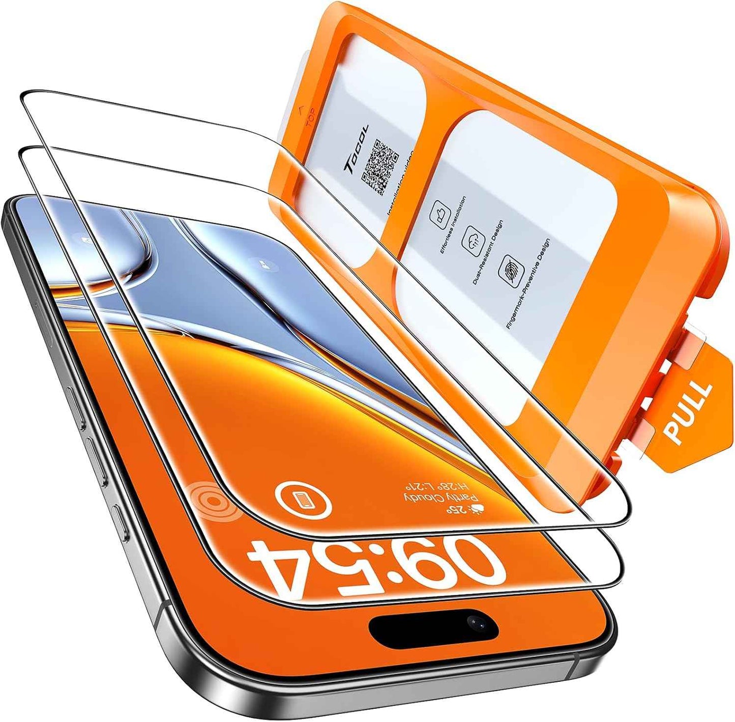 TOCOL for iPhone 17 Screen Protector 6.3 inch 9H Hardness Military Grade Shatterproof HD Tempered Glass for Full Coverage Protection 2 Pack