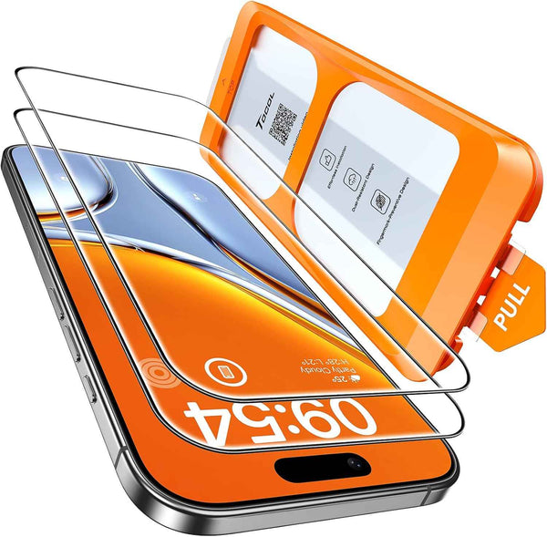 TOCOL for iPhone 17 Screen Protector 6.3 inch 9H Hardness Military Grade Shatterproof HD Tempered Glass for Full Coverage Protection 2 Pack