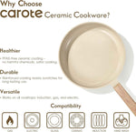 CAROTE 14Pcs Pots and Pans Set Non stick, Ceramic Cookware Set, Non-toxic Kitchen Cooking Set, PFAS and PFOA Free