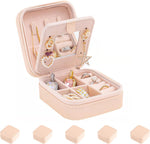 keLofoN small pink jewelry case with mirror travel gift for girls women