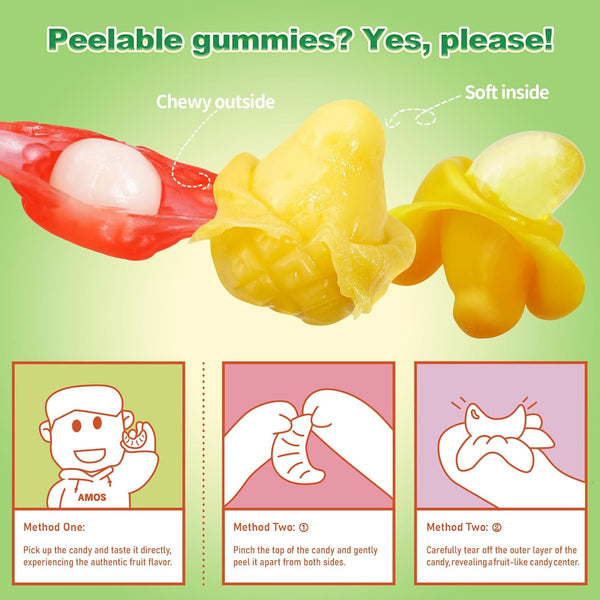 AMOS Peelerz Exotic Fruit Peelable Gummy Candy Variety Pack