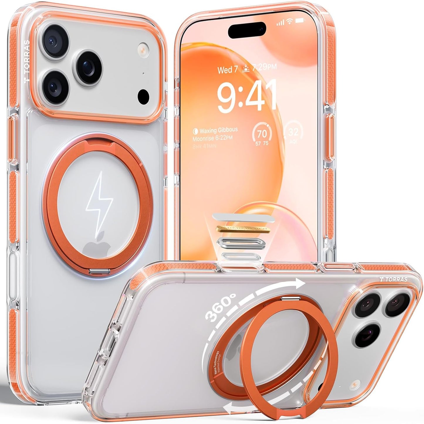 TORRAS 360 Magnetic Stand for iPhone 17 Pro Max Case, [Fit for MagSafe] [4X Military-Grade Protection] Slim Case for iPhone 17 Pro Max, 6.9", Translucent Deep Blue, Ostand O3 Fitness Series - Rayz Mart