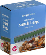 Amazon Basics Reclosable Food Storage Snack Bags for Everyday Use